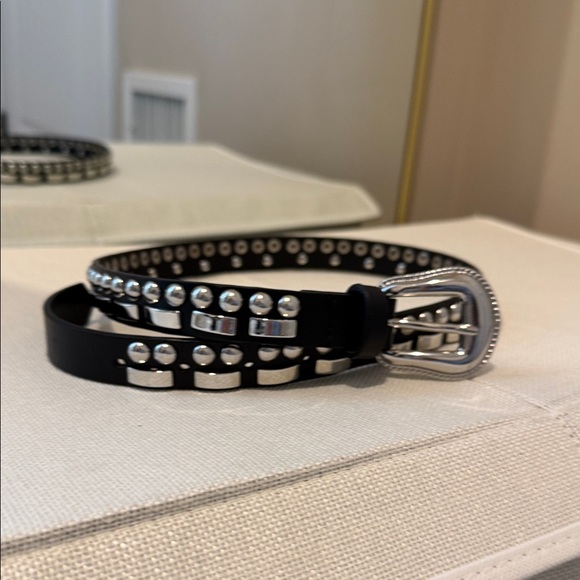 Black Studded Belt with Silver Accents